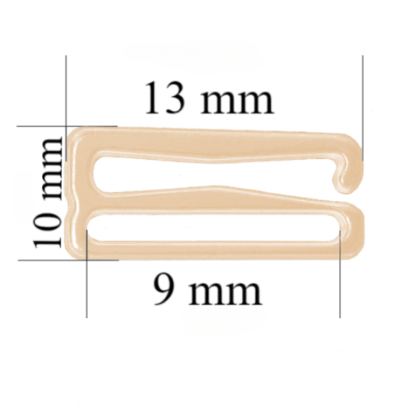 Hooks for bra 9 mm, Beige color – 1000 pcs