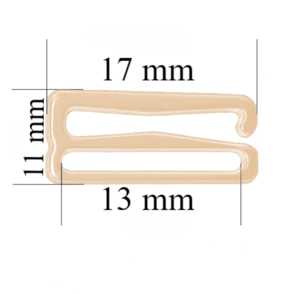 Hooks for bra 13 mm, Beige color – 1000 pcs