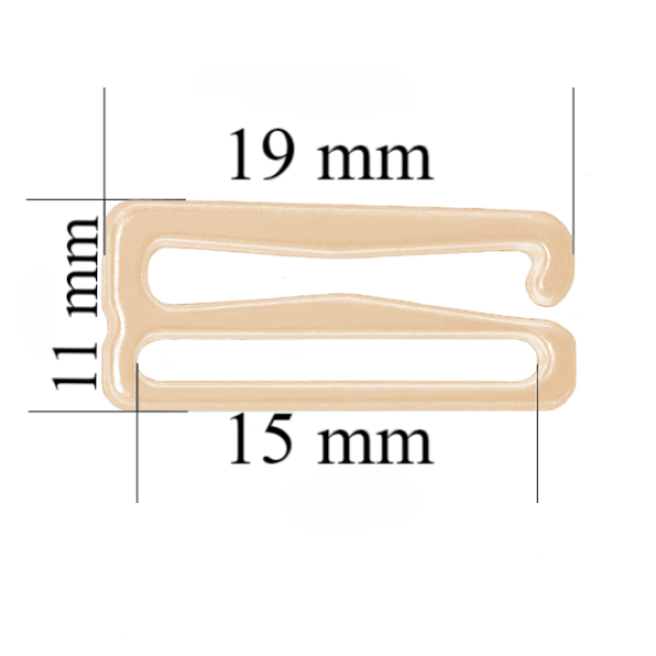 Hooks for bra 15 mm, Beige color – 1000 pcs