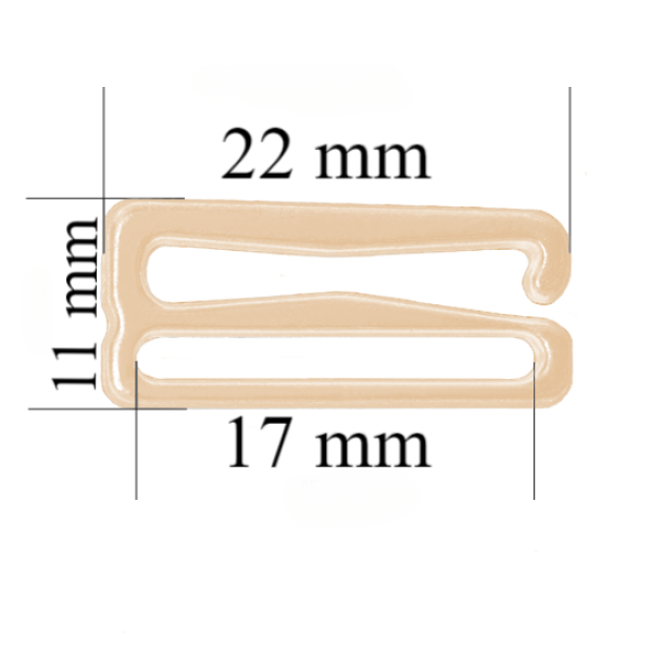 Hooks for bra 17 mm, Beige color – 1000 pcs