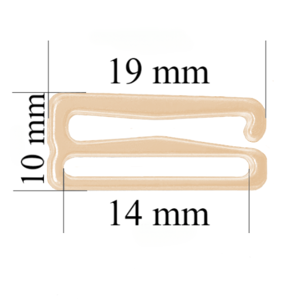 Hooks for bra 14 mm, Beige color – 1000 pcs