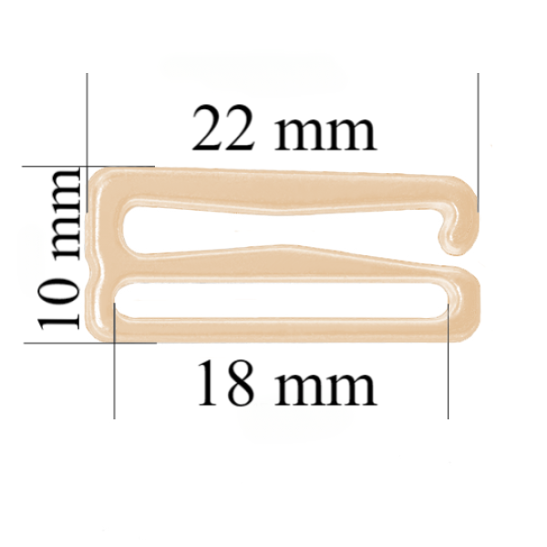 Hooks for bra 18 mm, Beige color – 1000 pcs
