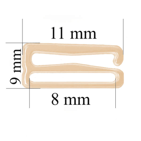Hooks for bra 8 mm, Beige color – 1000 pcs